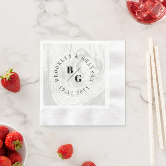 Serviette En Papier White Rustic Woodgrain Texture Chic Mariage d'hive
