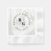 Serviette En Papier White Rustic Woodgrain Texture Chic Mariage d'hive (Devant)