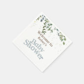 Serviette En Papier White Safari Jungle Simple Baby shower bleu (Coin)