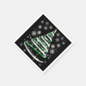 Serviette En Papier White Snowflake Silver Green Ribbon Christmas Tree (Coin)
