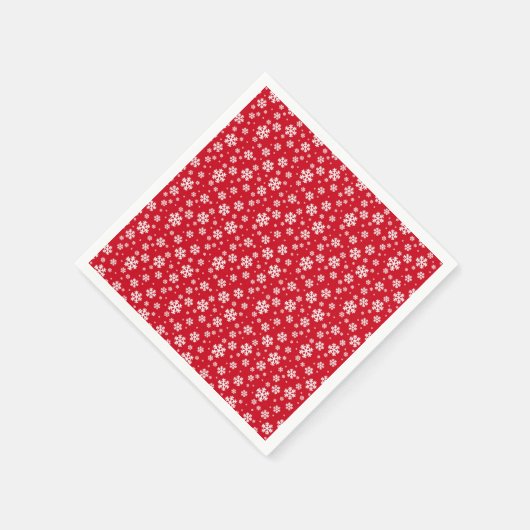 Serviette En Papier White Snowflakes on red Winter Pattern (Coin)