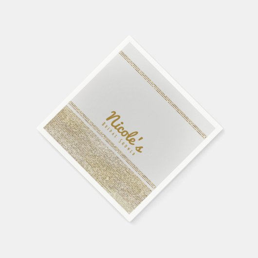 Serviette En Papier White & Sparking Gold Glam Chic Elegant Party (Coin)
