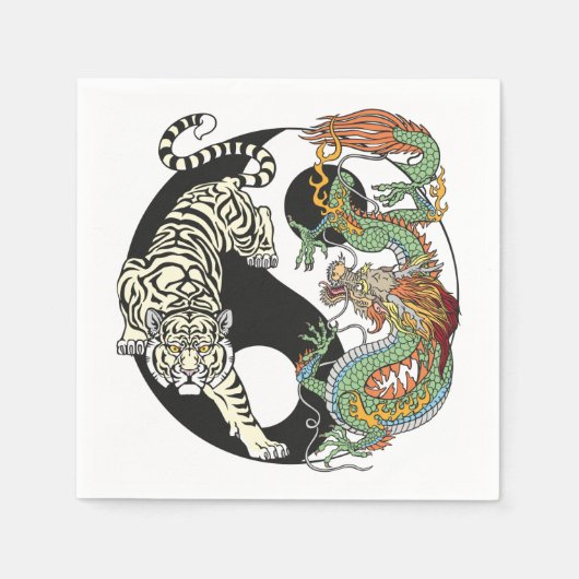 Serviette En Papier White tiger versus green dragon in the yin yang (Devant)