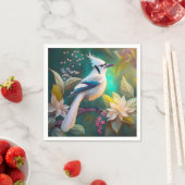 Serviette En Papier White Tufé Turquoise Wing Jay Imaginaire Bird (En situation)