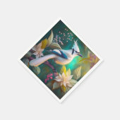 Serviette En Papier White Tufé Turquoise Wing Jay Imaginaire Bird (Coin)