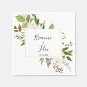 Serviette En Papier White Winter Peony Floral Mariage Napkin (Devant)