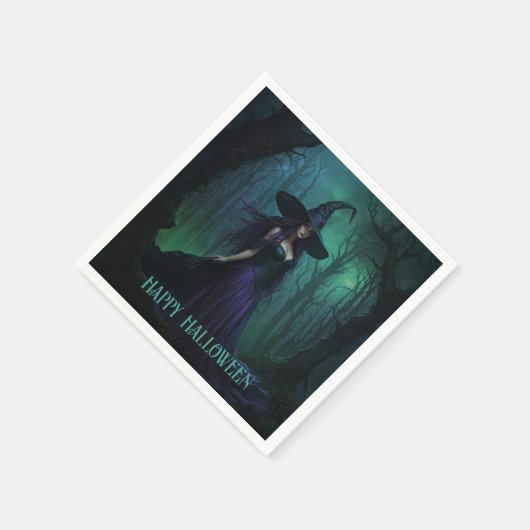 Serviette En Papier Wicked Halloween sorcière en violet et noir (Coin)