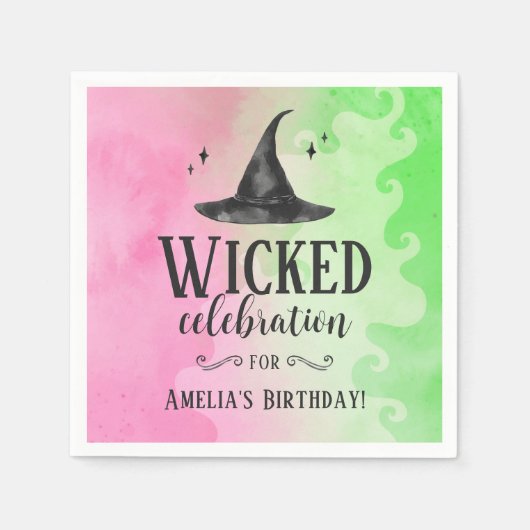 Serviette En Papier Wicked Witch Pink and Green Paper Napkin (Devant)