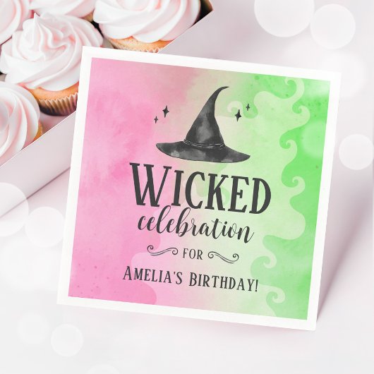 Serviette En Papier Wicked Witch Pink and Green Paper Napkin