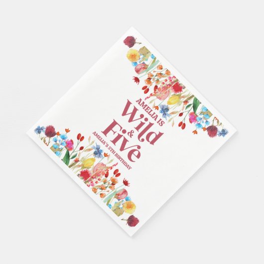 Serviette En Papier Wild and Five Fleur sauvage 5e fête d'anniversaire (Coin)