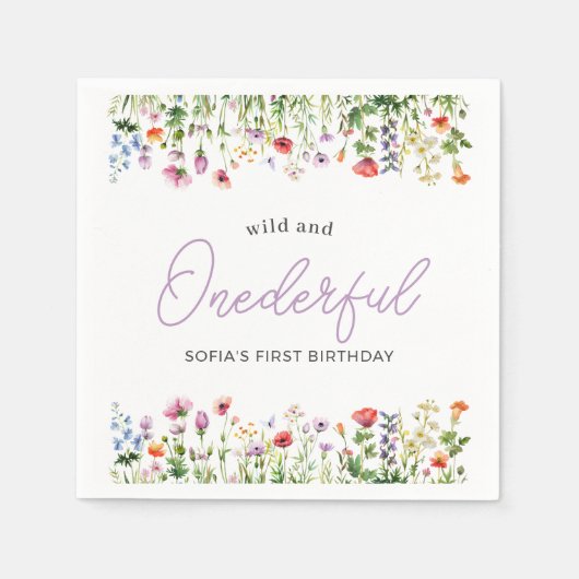 Serviette En Papier Wild and Onederful Wildflower 1st Birthday (Devant)