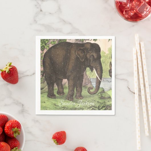 Serviette En Papier Wild Elephant Imprimer Baby shower neutre genre (En situation)