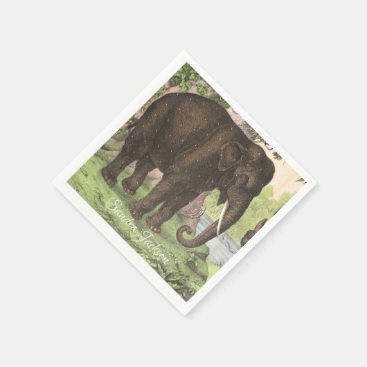Serviette En Papier Wild Elephant Imprimer Baby shower neutre genre (Coin)