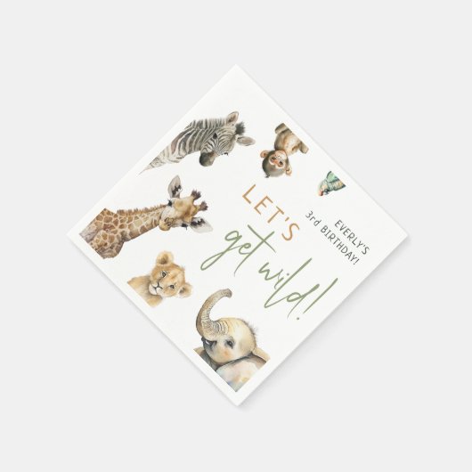 Serviette En Papier Wild Jungle Safari Animaux Anniversaires de enfant (Coin)