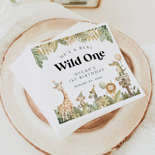 Serviette En Papier Wild One 1st Birthday Paper Napkin Safari Animaux