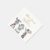 Serviette En Papier Wild One Animal Safari Noir Blanc Or Anniversaire (Coin)
