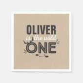 Serviette En Papier Wild One Anniversday Party Napkin Rustic kraft par (Devant)