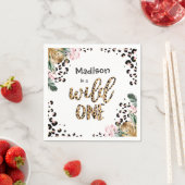 Serviette En Papier Wild One Birthday Empreinte de léopard Wild Jungle (En situation)