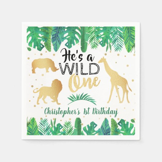 Serviette En Papier Wild One Boys Première fête d'anniversaire (Devant)