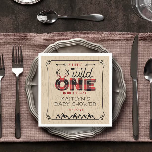 Serviette En Papier Wild One Boys Rustic Plaid Baby shower de bûcheron