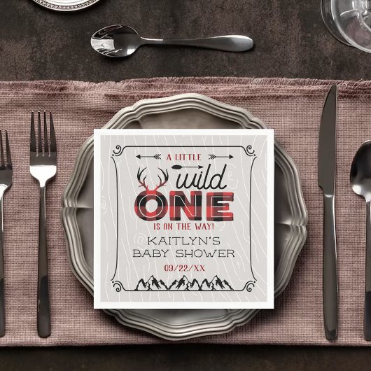 Serviette En Papier Wild One Boys Rustic Plaid Baby shower de bûcheron