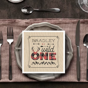 Serviette En Papier Wild One Boys Rustic Plaid Lumberjack 1er annivers