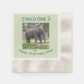 Serviette En Papier Wild One Elephant Birthday Table Accent  (Devant)