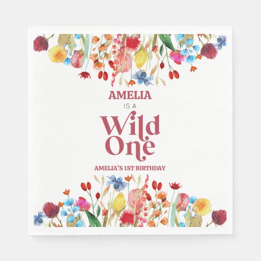 Serviette En Papier Wild One Fleur sauvage 1er anniversaire (Devant)