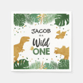 Serviette En Papier Wild One Gold Dinosaur Garçon Anniversaire Safari (Devant)