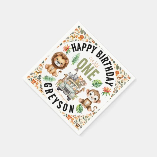 Serviette En Papier Wild One Jungle Adventure 1er anniversaire (Coin)