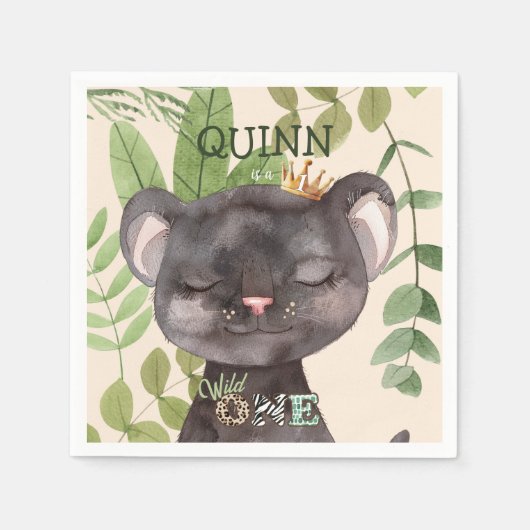 Serviette En Papier Wild One Jungle Animaux Safari 1er Anniversaire (Devant)