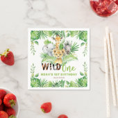 Serviette En Papier Wild One Jungle Animaux Verdure 1er anniversaire (En situation)