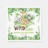Serviette En Papier Wild One Jungle Animaux Verdure 1er anniversaire (Devant)