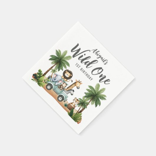 Serviette En Papier Wild One Jungle Safari 1er anniversaire (Coin)