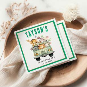 Serviette En Papier Wild One Jungle Safari Animaux Garçon 1er annivers