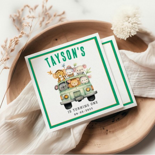 Serviette En Papier Wild One Jungle Safari Animaux Garçon 1er annivers