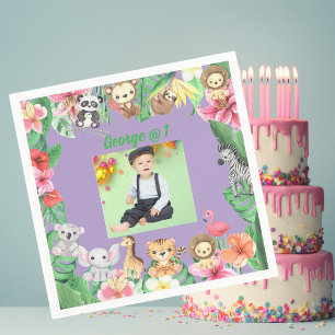 Serviette En Papier Wild One Jungle Safari Thème 1er anniversaire fête