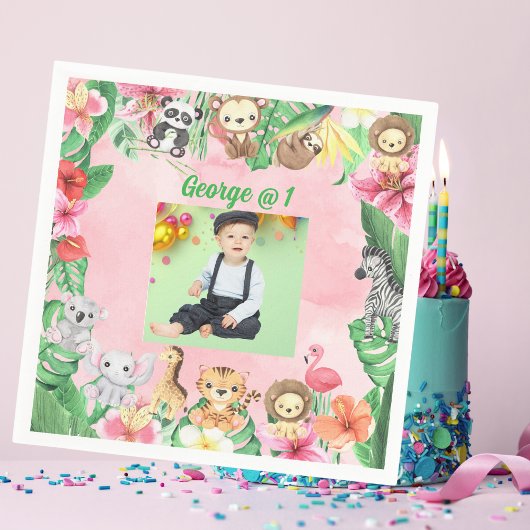 Serviette En Papier Wild One Jungle Safari Thème 1er anniversaire fête