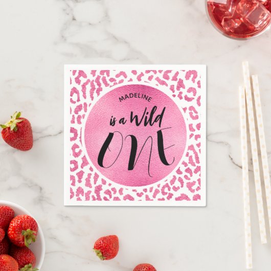 Serviette En Papier Wild One Leopard Jungle Safari 1er anniversaire (En situation)