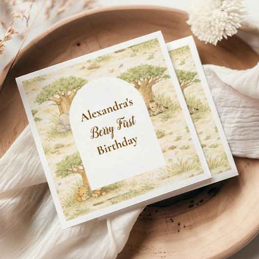 Serviette En Papier Wild One Neutral Safari First Birthday