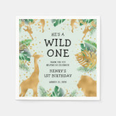Serviette En Papier Wild One Safari 1er anniversaire fête verte (Devant)