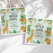 Serviette En Papier Wild One Safari 1er anniversaire fête verte