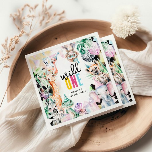 Serviette En Papier Wild One Safari Animaux 1er anniversaire