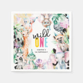 Serviette En Papier Wild One Safari Animaux 1er anniversaire (Devant)