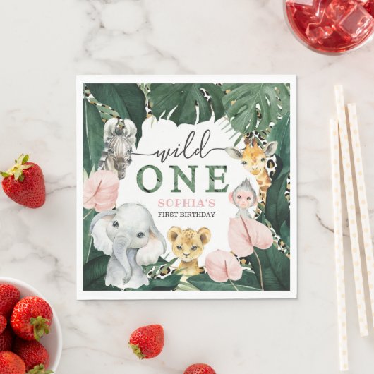 Serviette En Papier Wild One Safari Animaux 1er Anniversaire serviette (En situation)