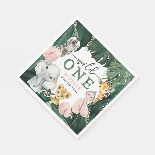 Serviette En Papier Wild One Safari Animaux 1er Anniversaire serviette (Coin)