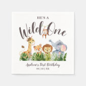 Serviette En Papier Wild One Safari Animaux Anniversaire de enfant (Devant)