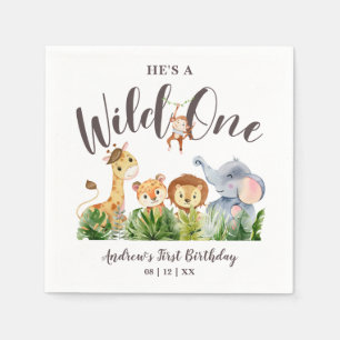 Serviette En Papier Wild One Safari Animaux Anniversaire de enfant
