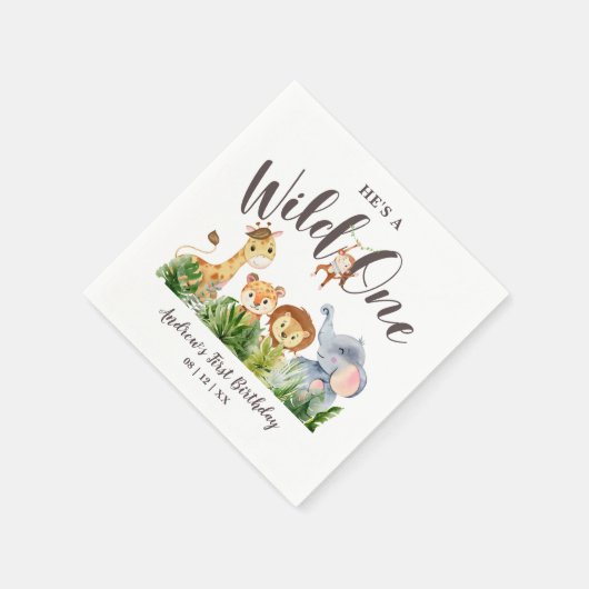 Serviette En Papier Wild One Safari Animaux Anniversaire de enfant (Coin)