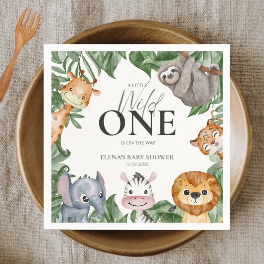 Serviette En Papier Wild One Safari Animaux Baby shower garçon
